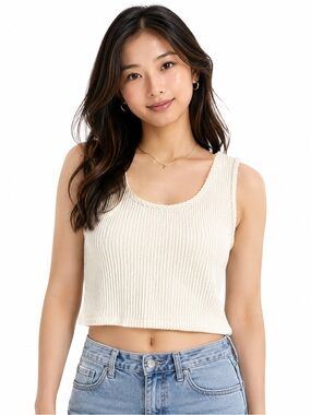 Blumin Cream Textured Sleeveless Tank Top – Women’s Small
